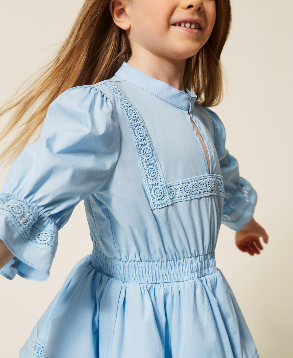 Robe courte pour fille en popeline avec dentelle Skyline Fille 261GB2022_04614_04