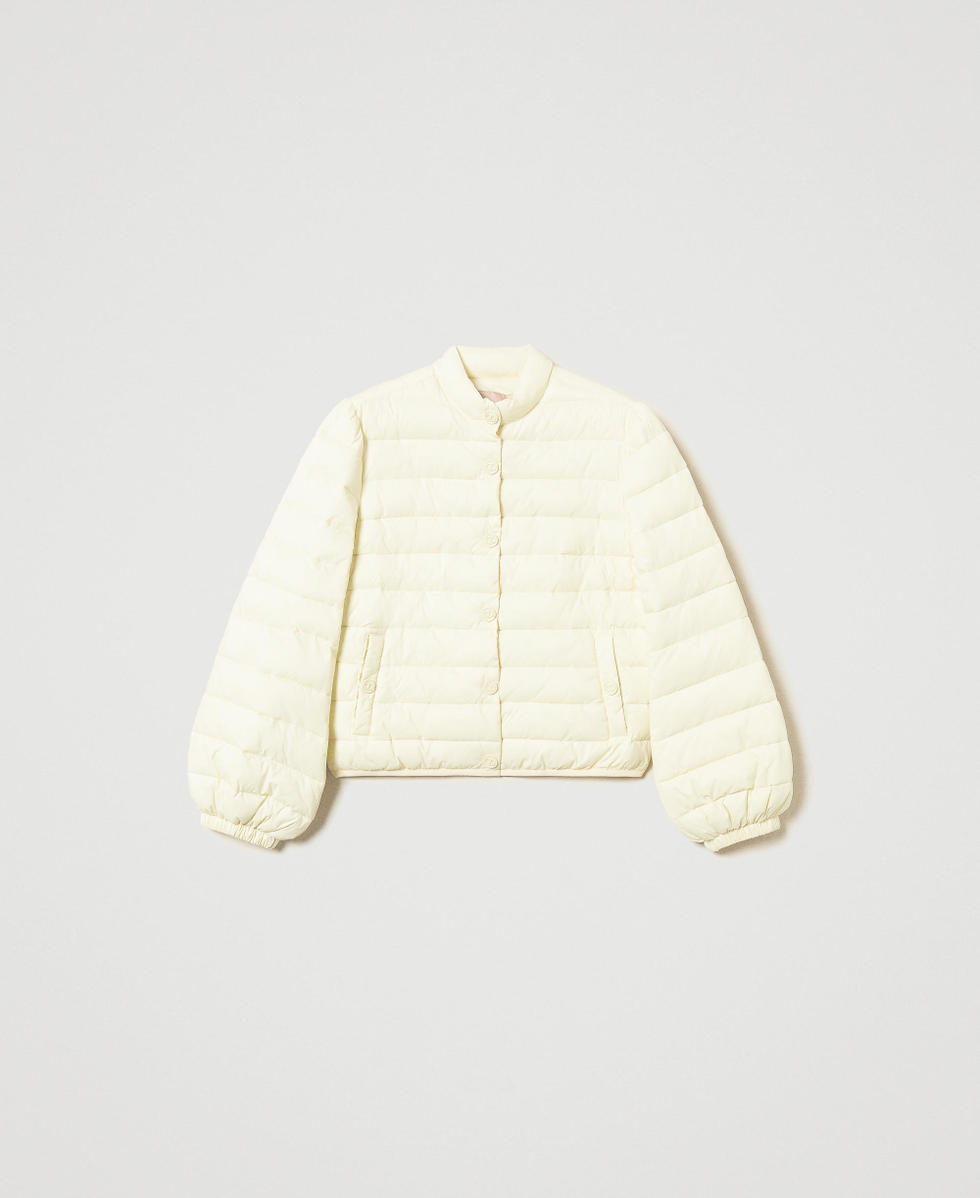 Lightweight puffer jacket with logo buttons Vanilla Woman 251TP2030_12143_S0