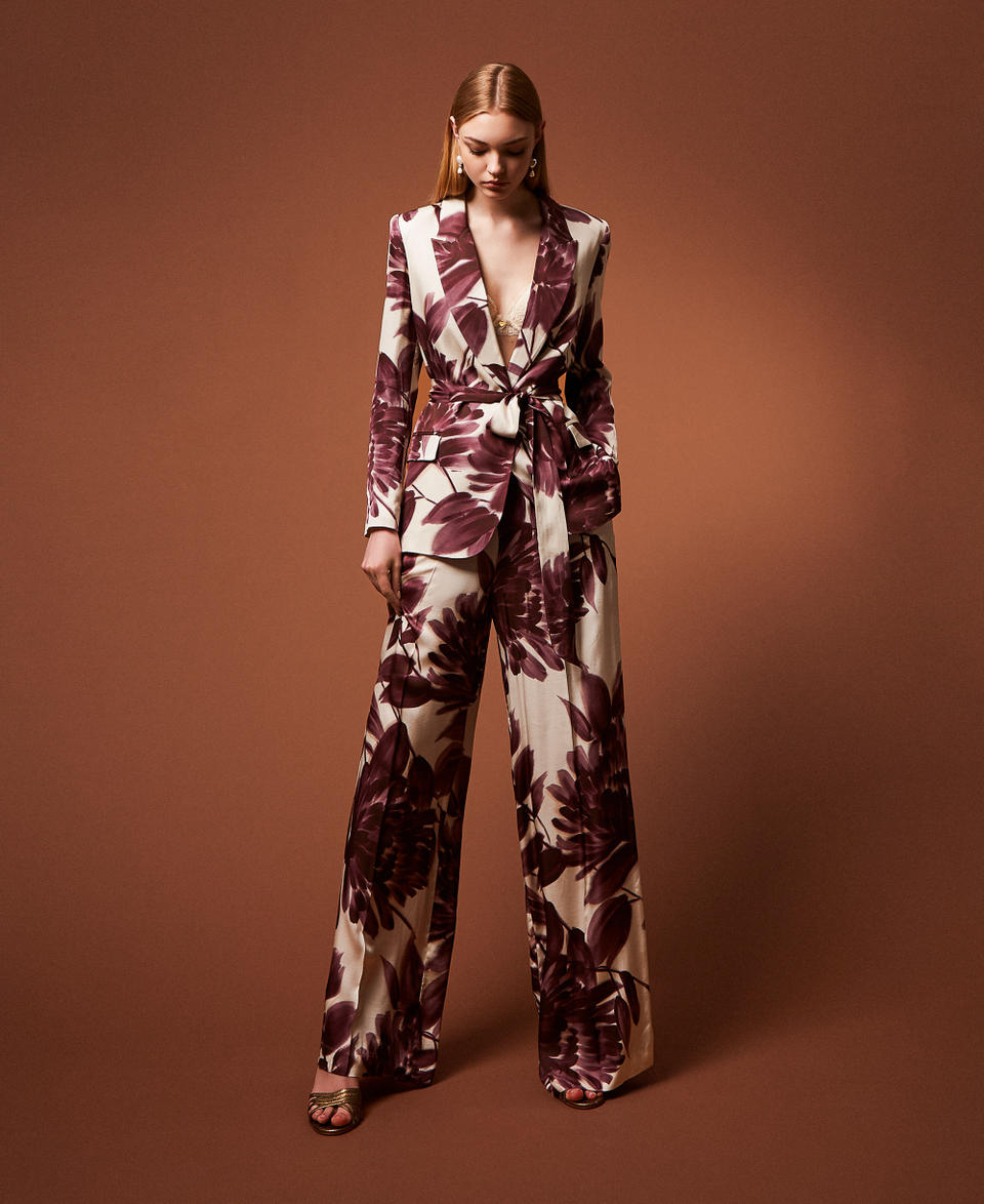 Giacca blazer con stampa a fiori Stampa Dahlia Winetasting / Old White Donna 252TP2700_12785_PC