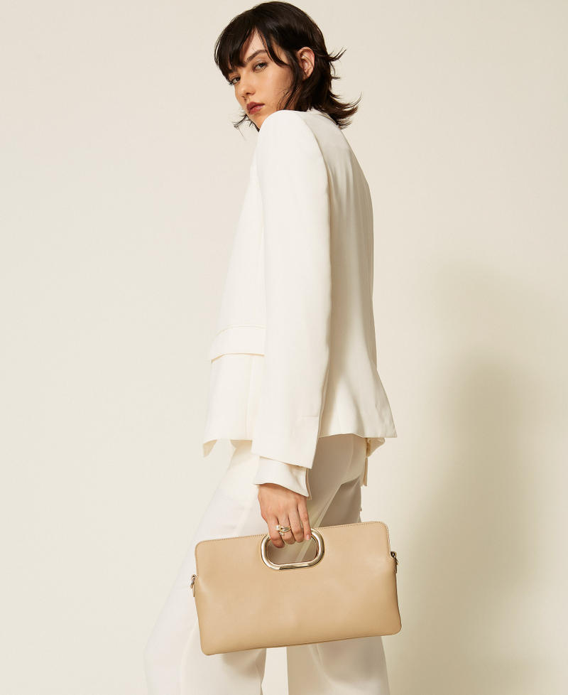 Clutch-Tasche Lila mit Logo-Henkel Delicate Beige Frau 262TB7130_12140_A0