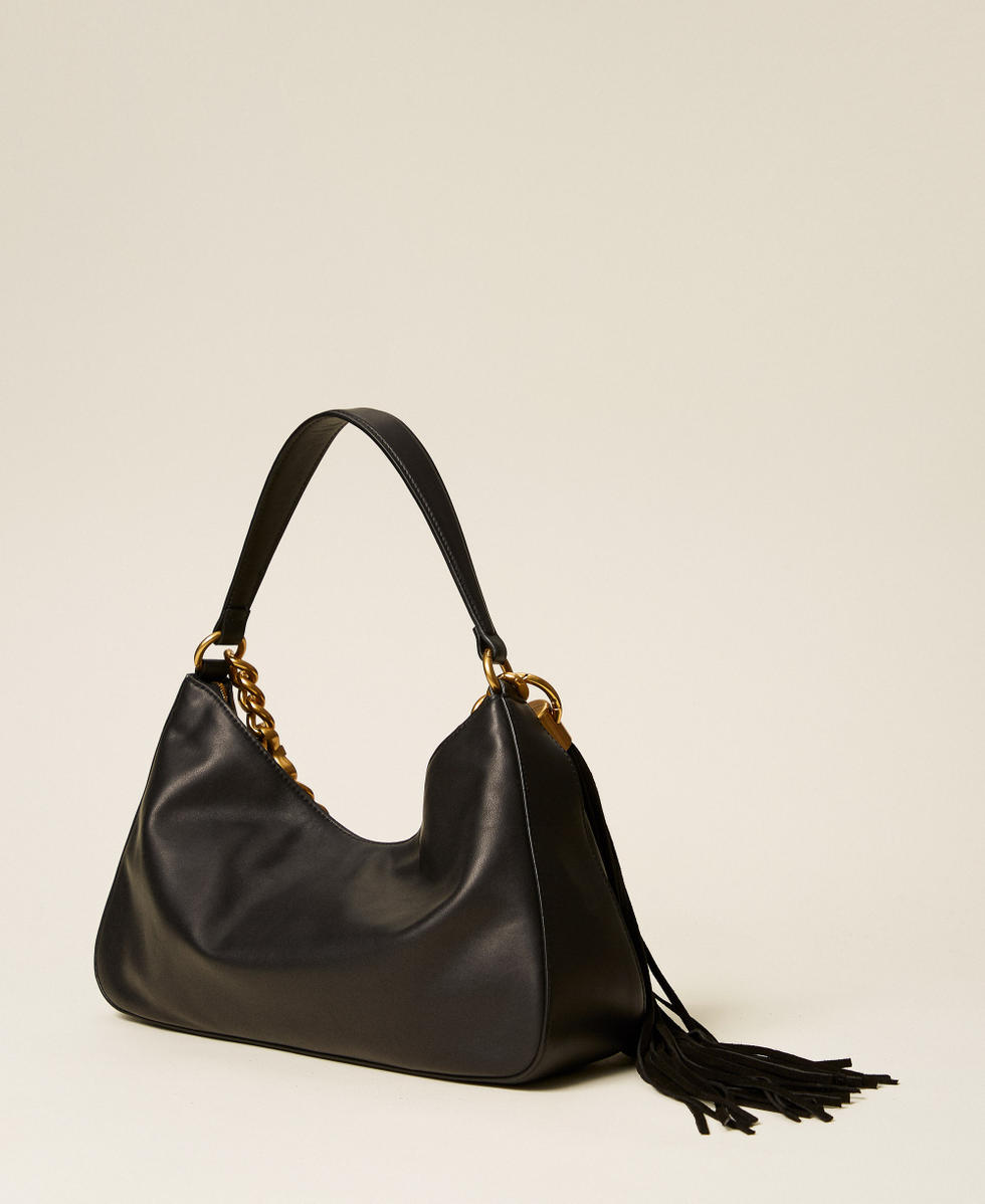 Borsa Liliane grande in pelle con charm Nero Donna 262TB7207_00006_03