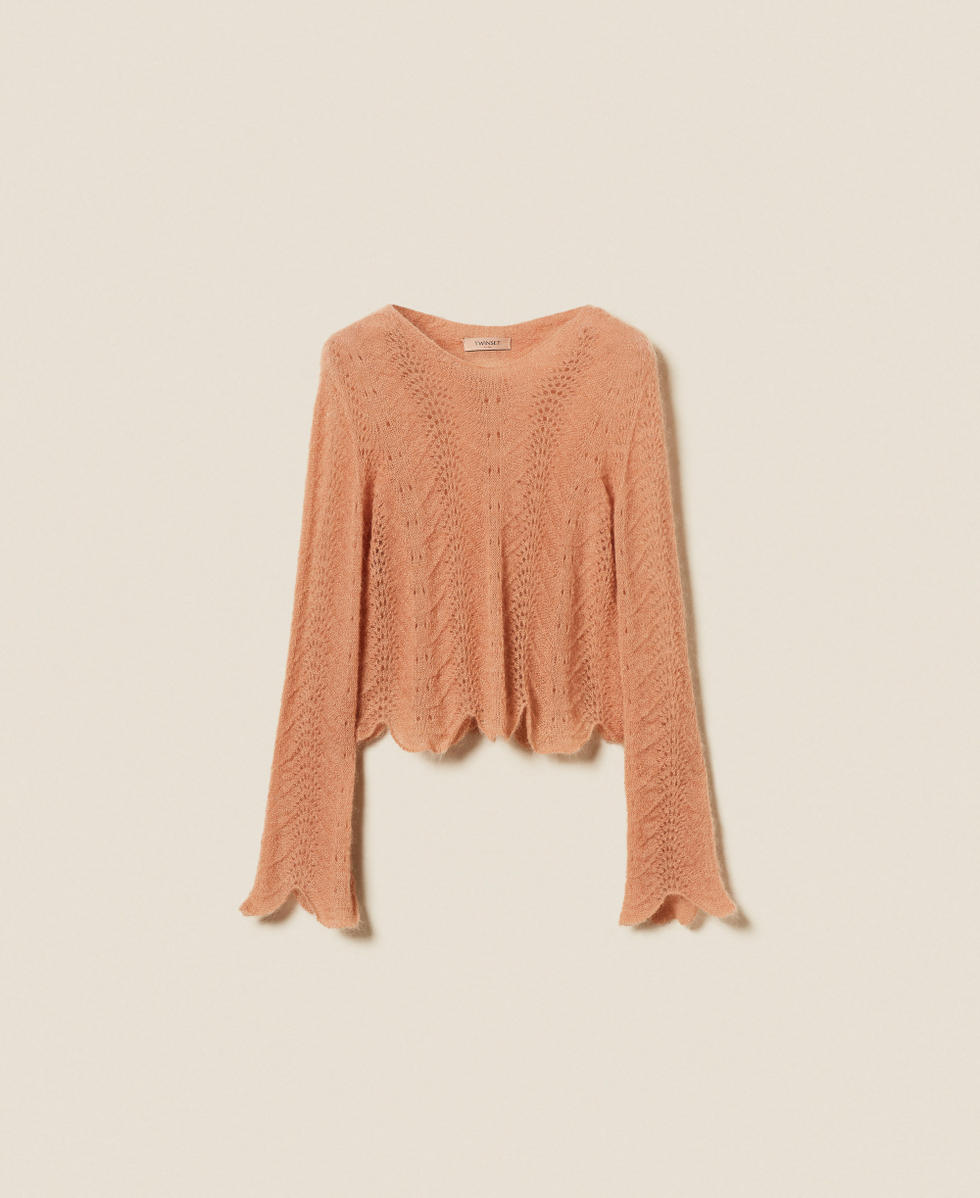 Mohair blend scalloped jumper