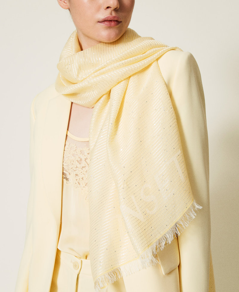 Keffieh jacquard avec sequins Vanille Femme 251TA4520_12143_0T