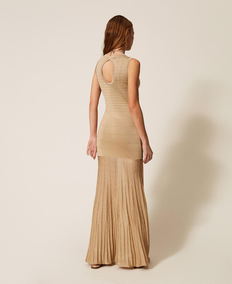 Maxi-Strickkleid mit Lurex Delicated Sand Lurex Frau 261TP3123_13372_03