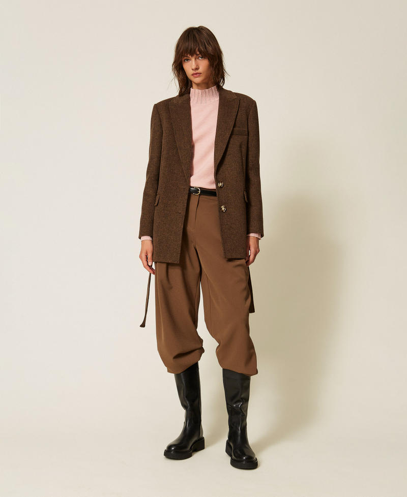 Blazer aus Velourstuch Mocha Melange Frau 262LI2DCC_13881_T0
