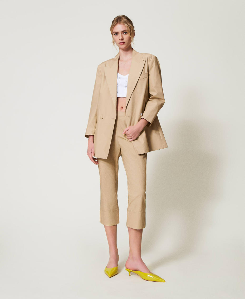 Double-breasted poplin blazer Incense Woman 251AP2279_12115_0T