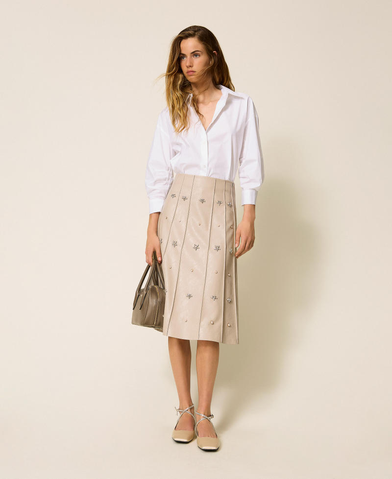 Camicia in popeline con nodo Bianco "Papers" Donna 252AP2200_00840_T0