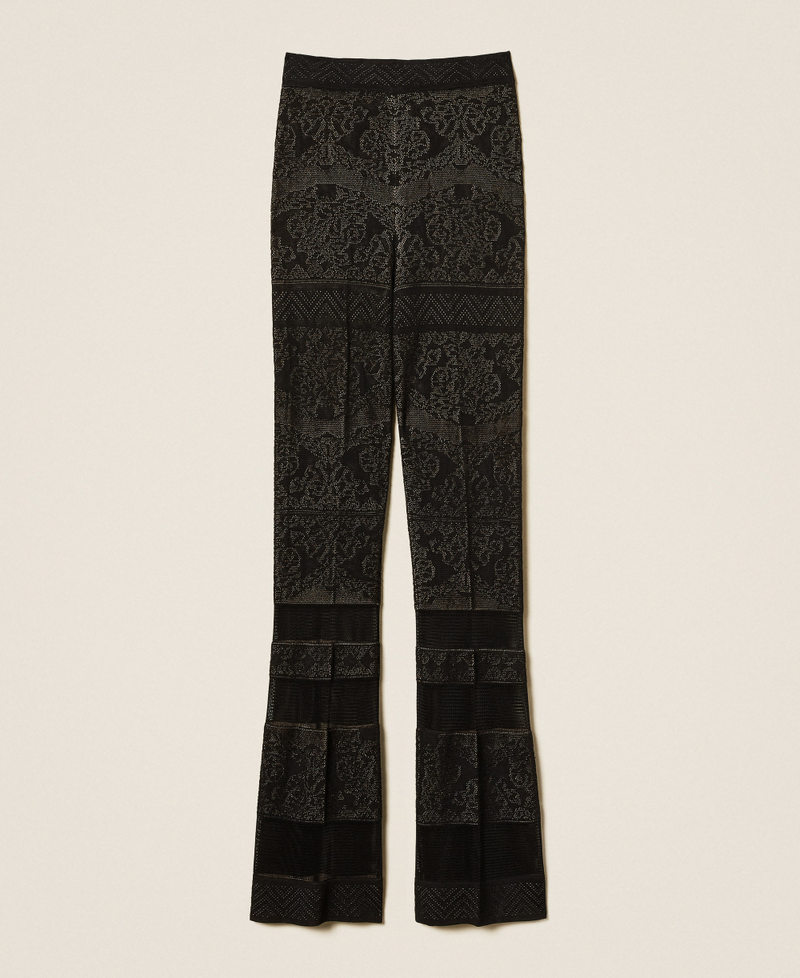 Flared openwork knit trousers Black Woman 252TP3383_00006_S0