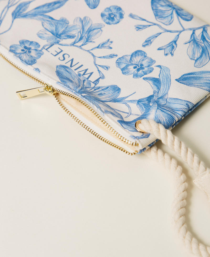 Canvas clutch Off White/Med Blue Toile De Jouy Print Woman 261LM8AJJ_13465_03
