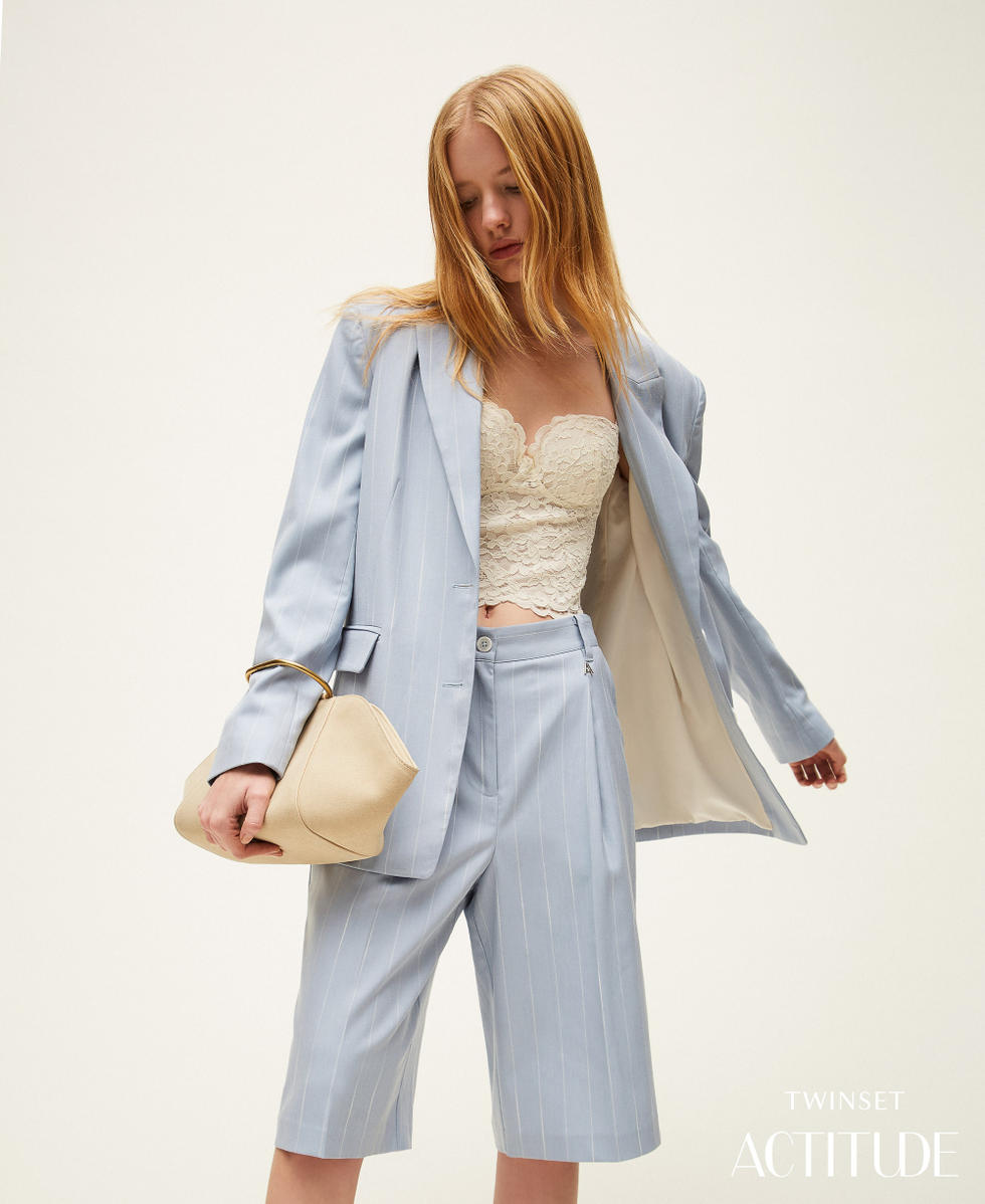 Pinstripe Bermuda shorts with pockets