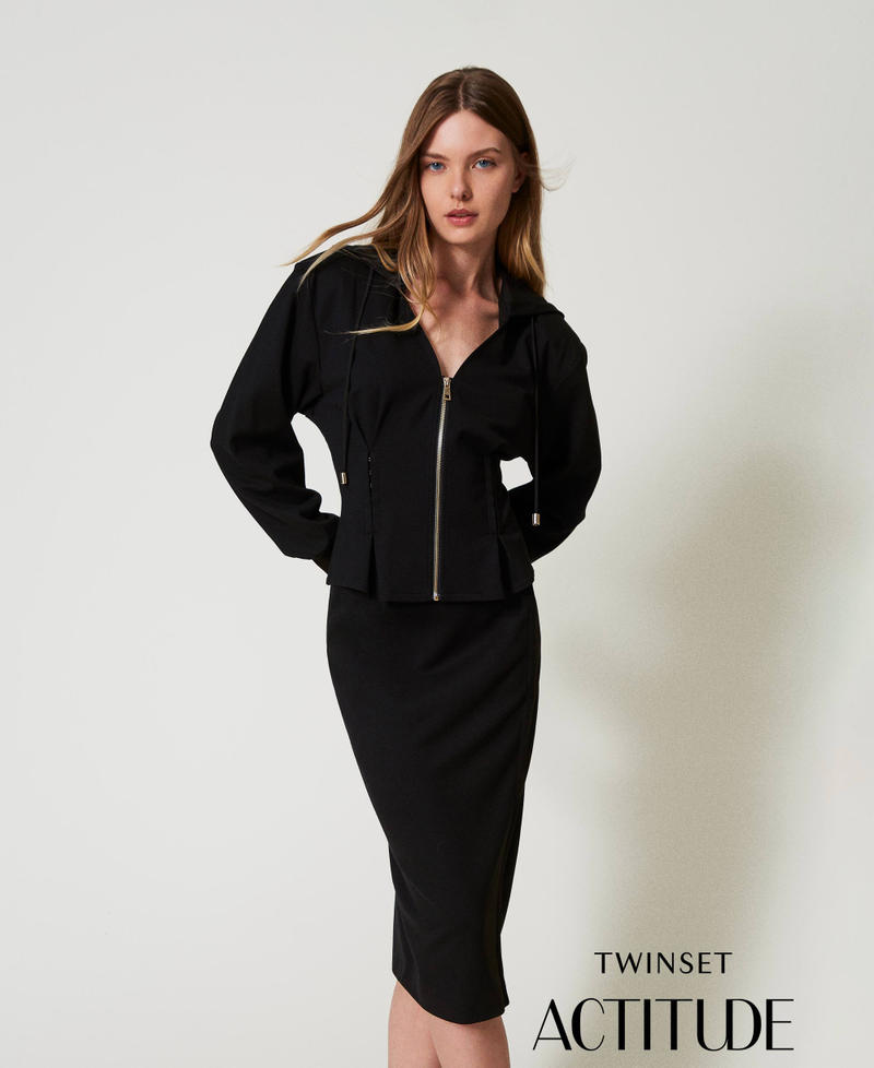 Midi skirt with decorative hooks Black Woman 242AT2320_00006_01