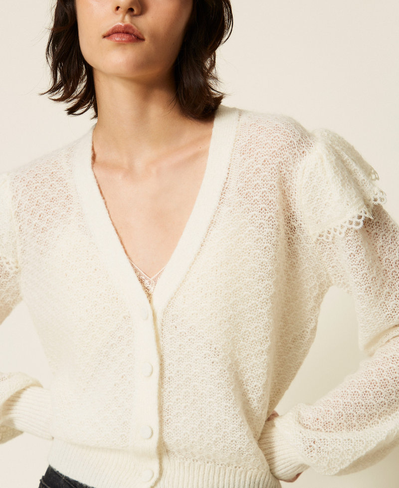 Cardigan en maille avec volants Nacre Femme 262TP3150_00059_05