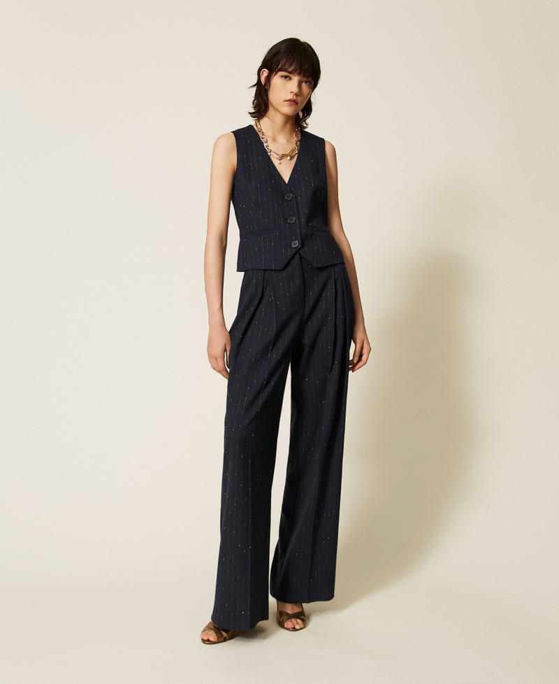 Gilet slim gessato Blue Paint Pinstripe Donna 262AP2365_13687_01