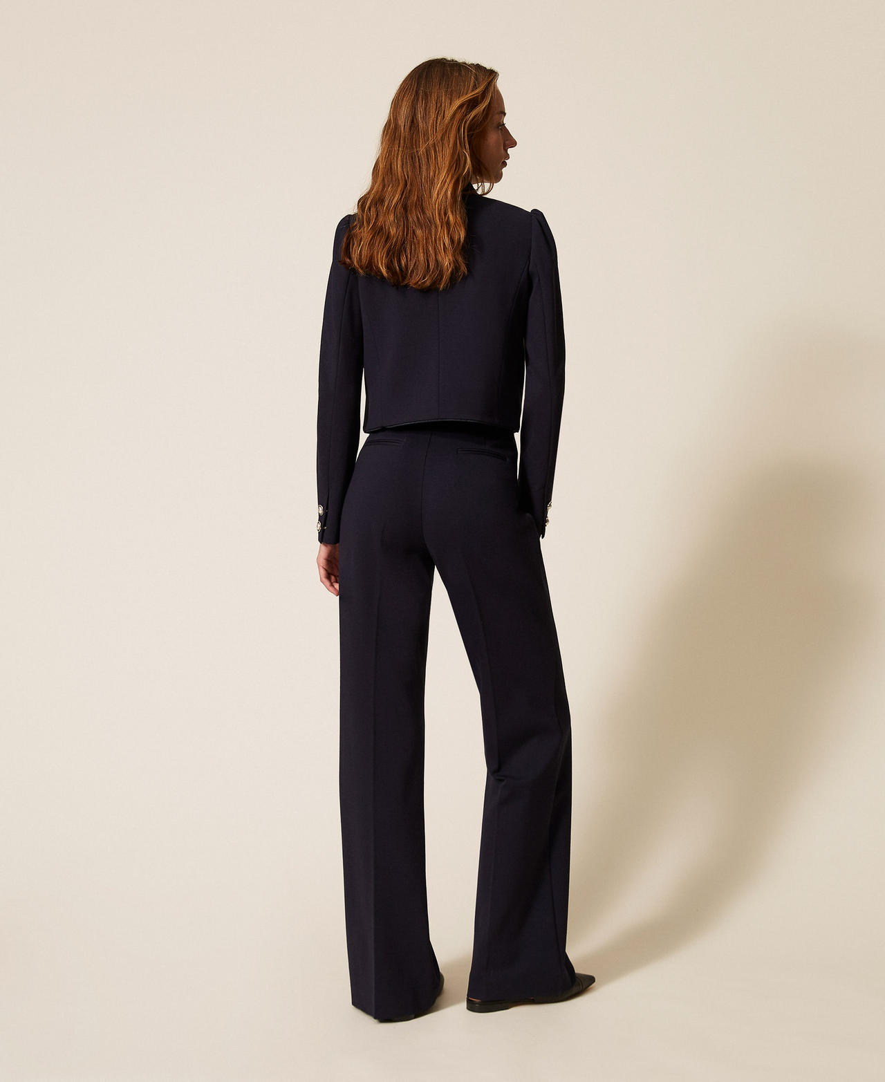 Pantalon ample avec boutons en perle Bleu clair Femme 261TP2144_13172_03