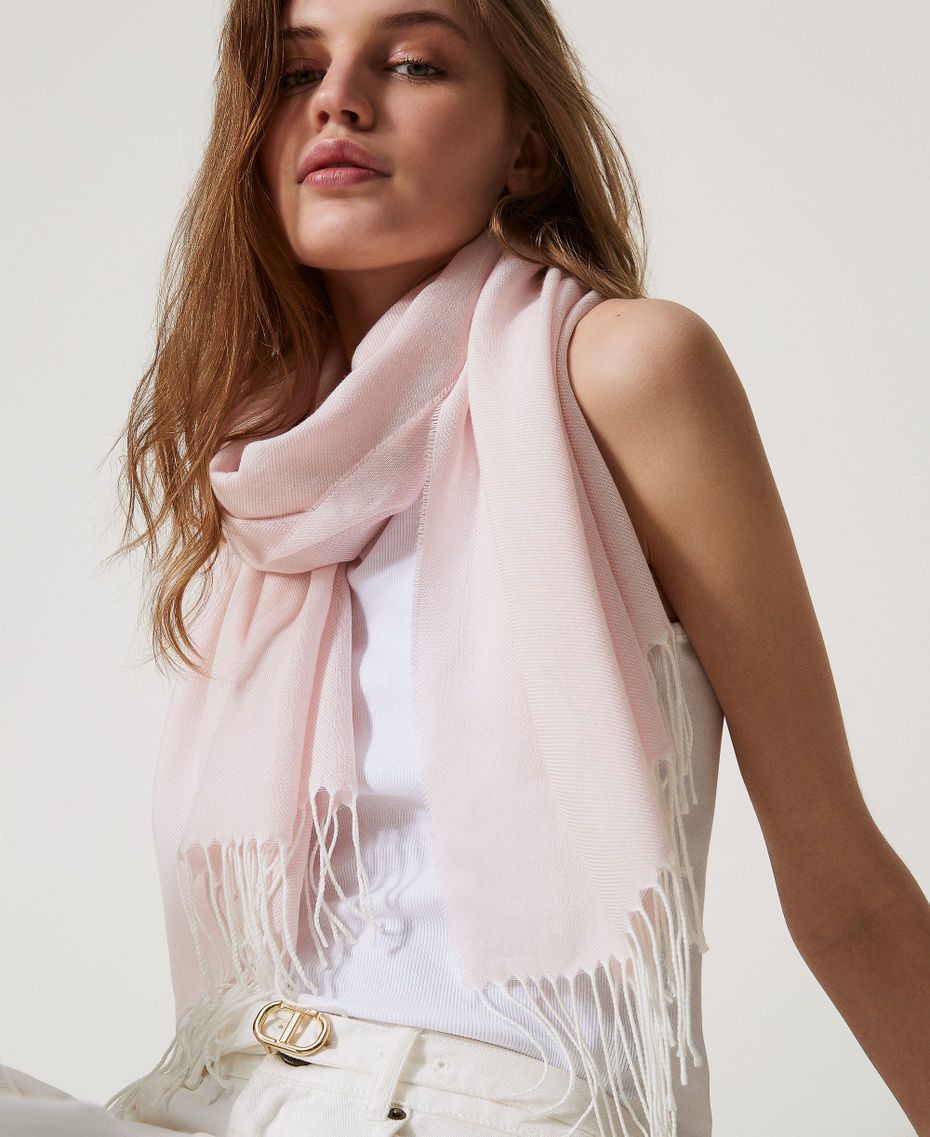 Stola mit „Oval T“-Logoprägung Parisienne Rosa Frau 251TA4480_00714_0T