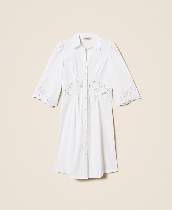 Midi poplin and broderie anglaise dress