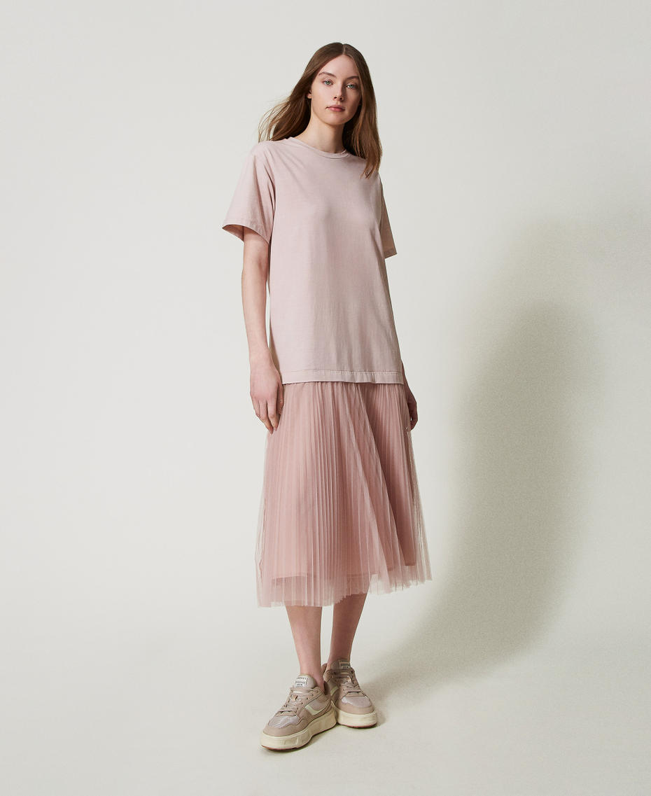 Long dress with tulle skirt Rose Desert Woman 251LL23CC_12109_01