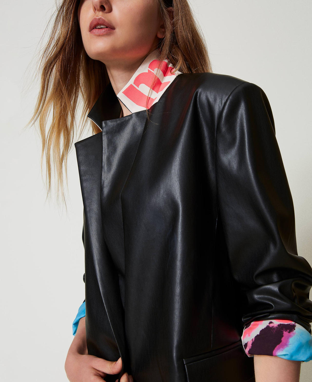 MYFO leather-like blazer Woman, Black | TWINSET Milano