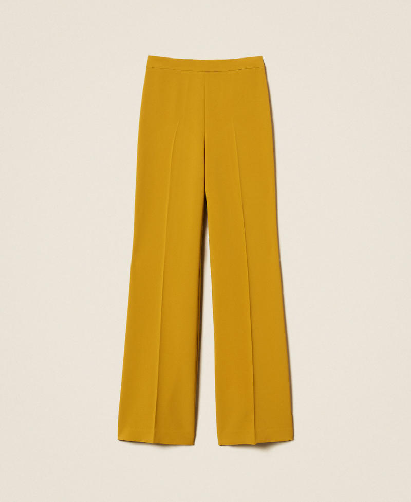 Wide crêpe trousers Mustard Yellow Woman 252TP2591_12607_S0