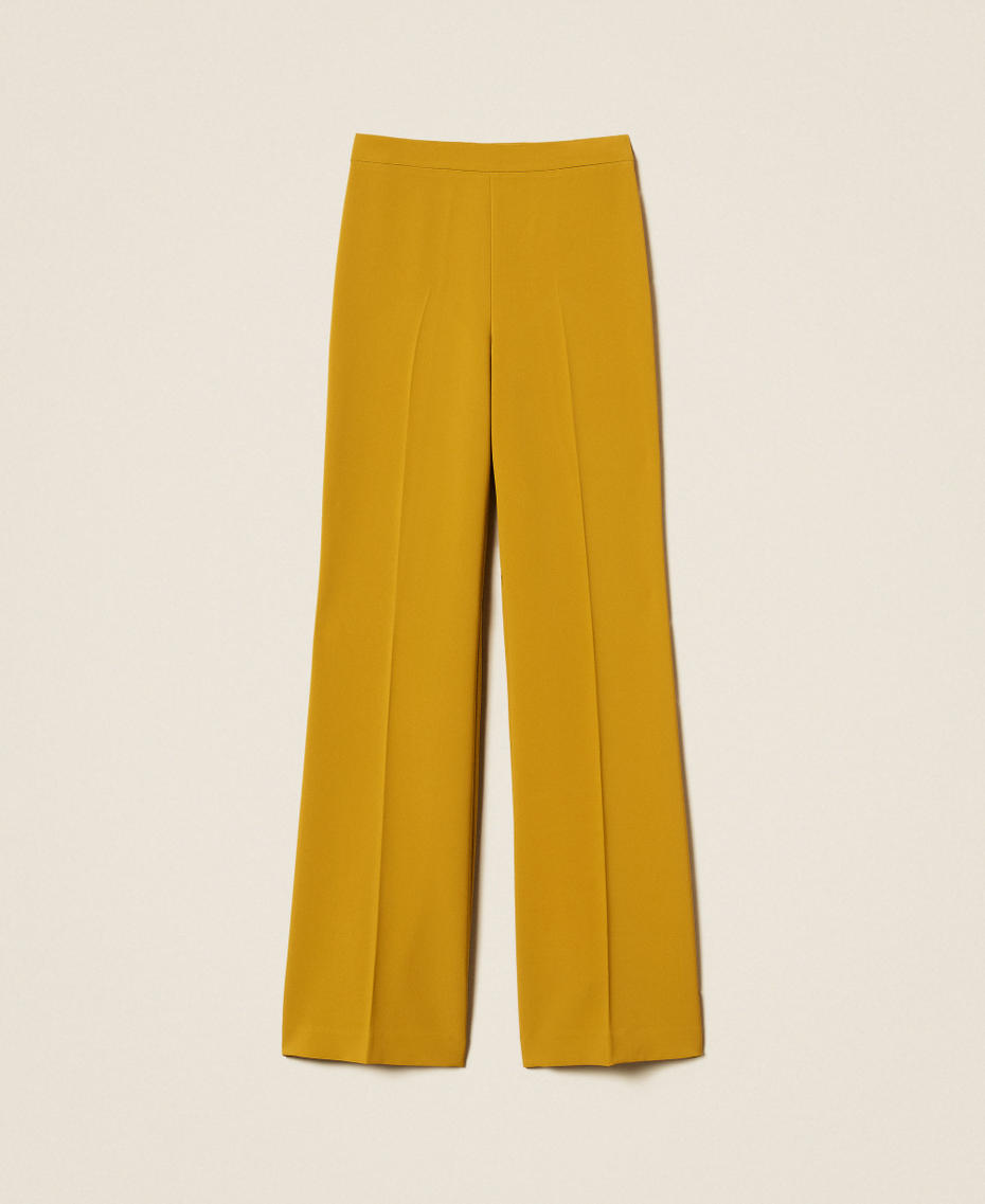 Wide crêpe trousers Mustard Yellow Woman 252TP2591_12607_S0