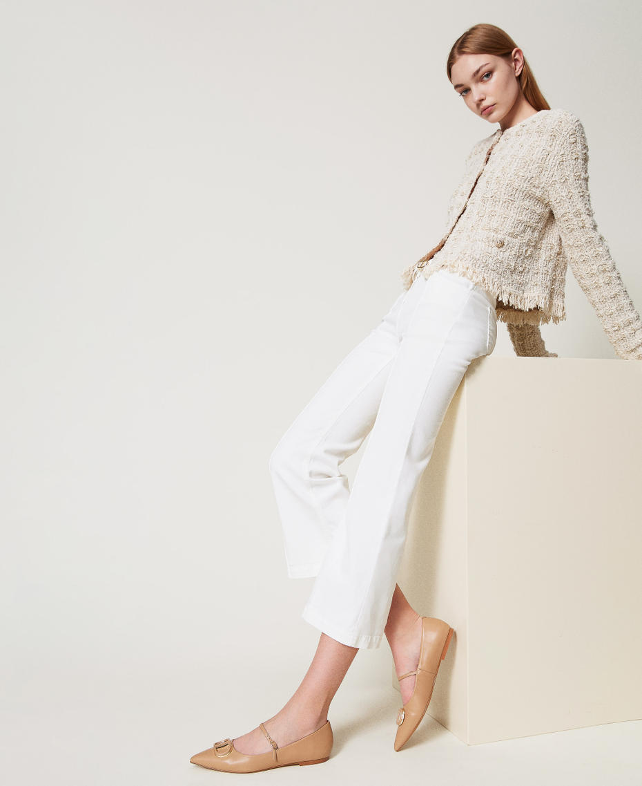 Ballerine in pelle con Oval T Camel Donna 251TCP064_00044_0T