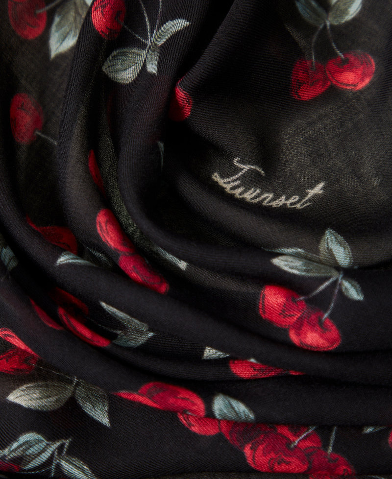 Cherry print stole Black/Red Cherries Degrad&egrave; Woman 261TO5520_13502_02