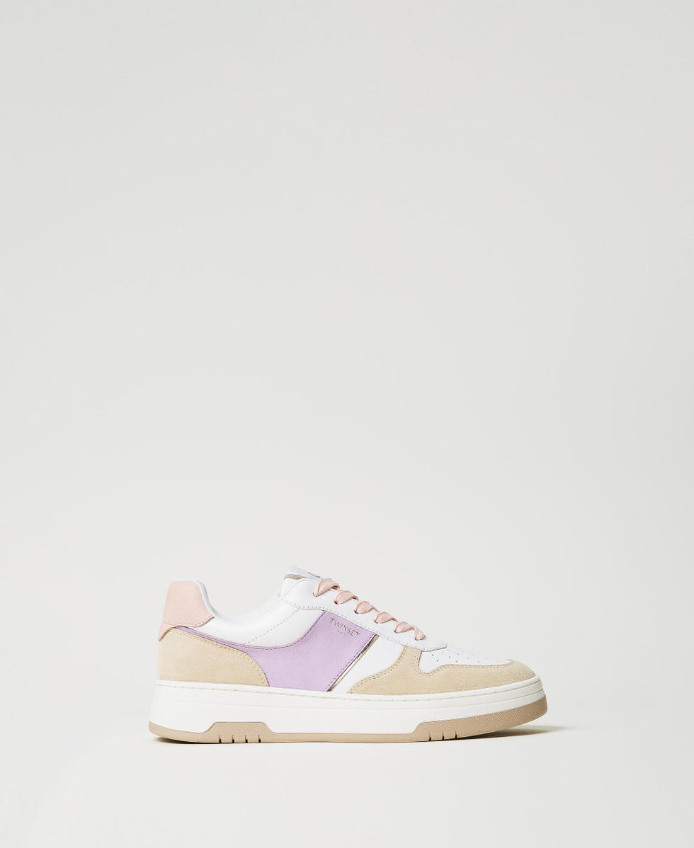 Colour block leather trainers
