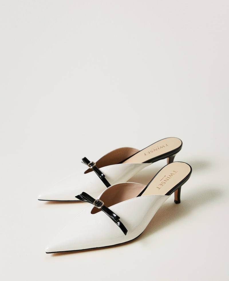 Mules vernies Bicolore Blanc Neige / Noir Femme 251TCP074_02866_02