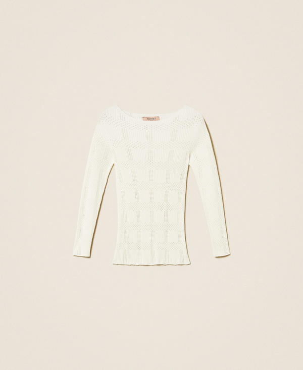 Ribbed jumper with check pattern