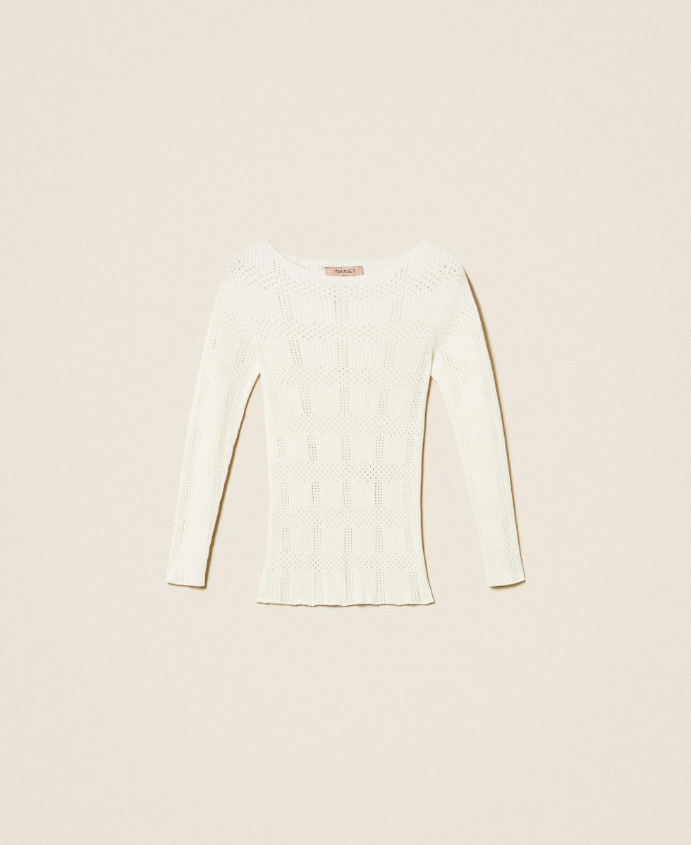 Ribbed jumper with check pattern