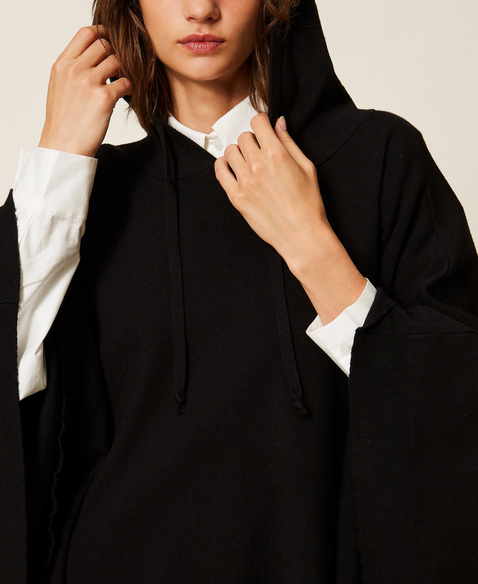 Knit cape with logo Black Woman 262LI3NEE_00006_05