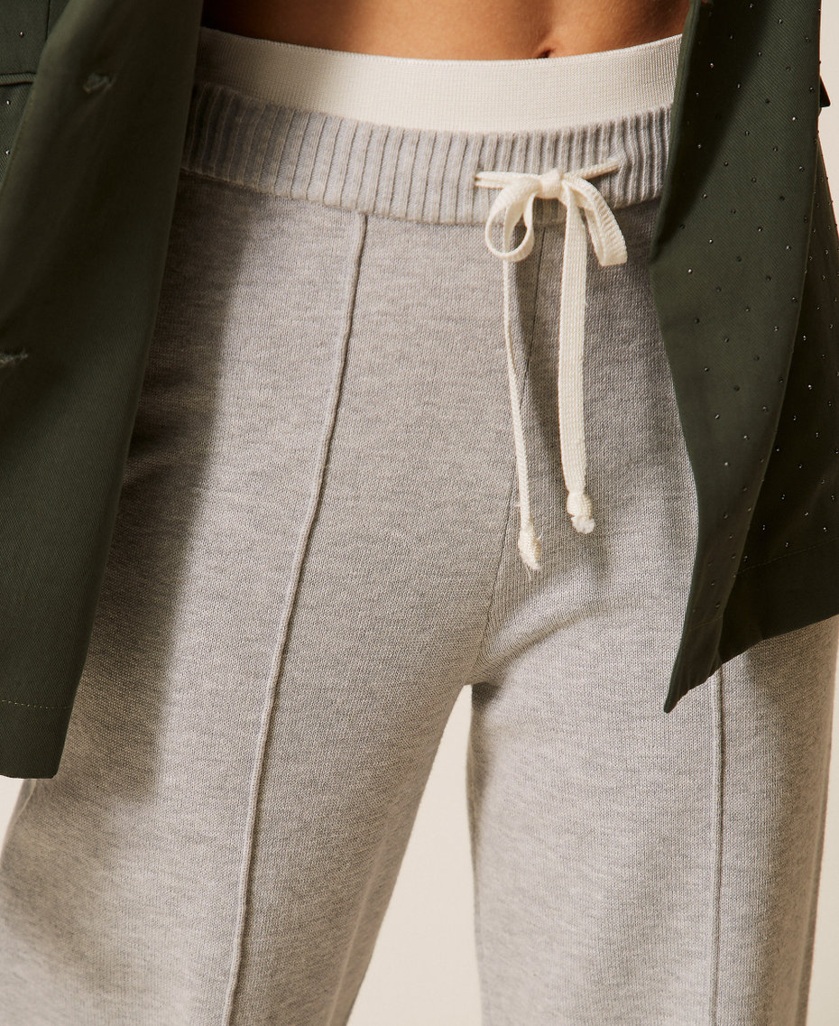 Knit trousers with drawstring Two-tone Light Grey Melange/Off White Woman 261LL3MCC_13297_04