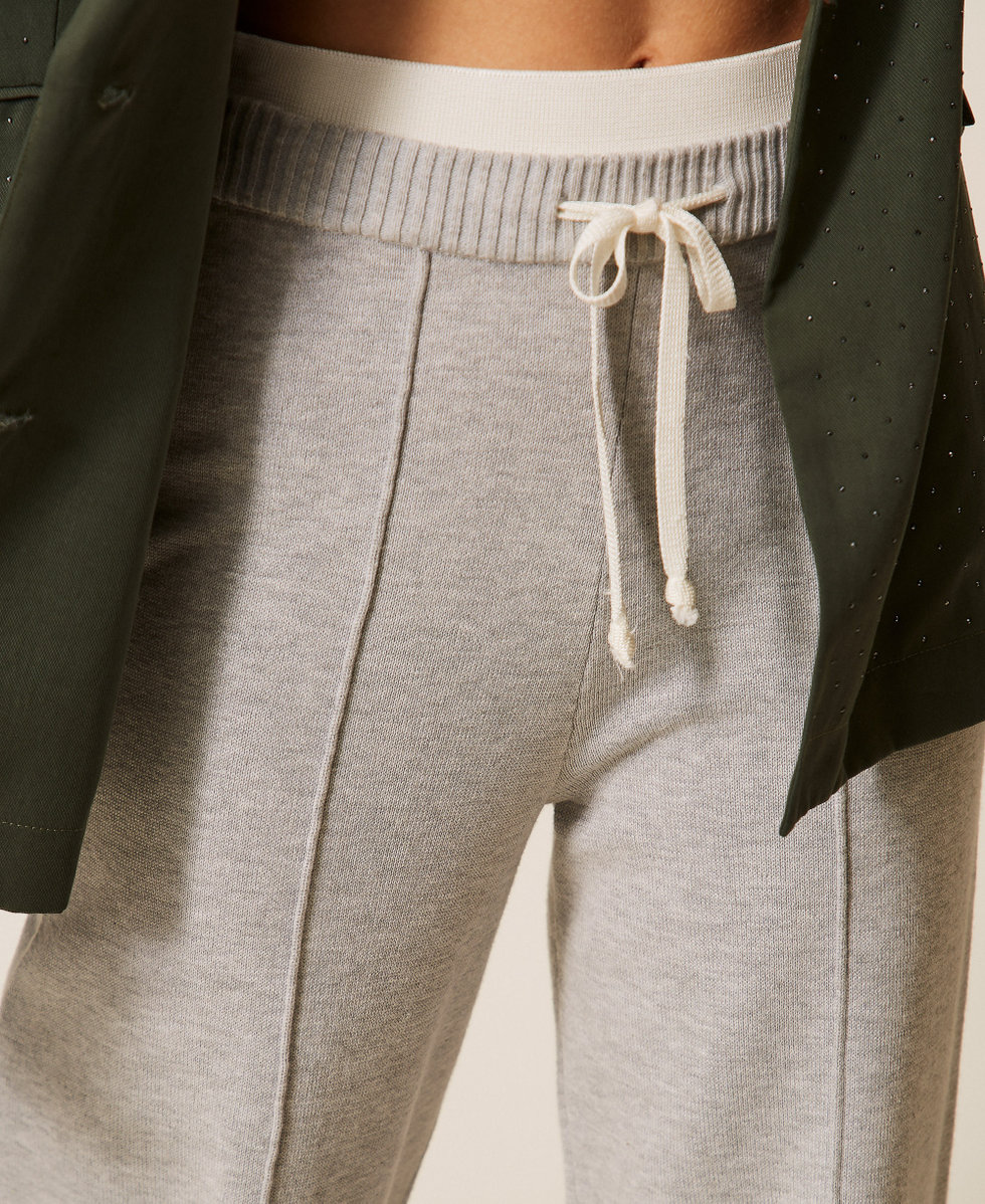 Knit trousers with drawstring Two-tone Light Grey Melange/Off White Woman 261LL3MCC_13297_04