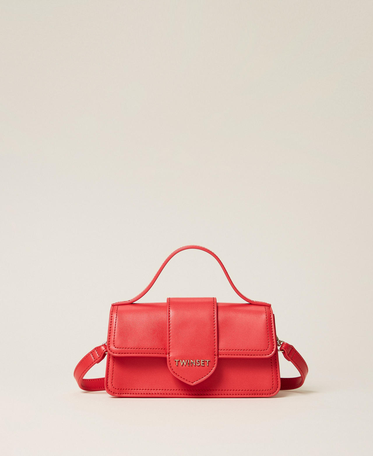 Twinset Girls Magenta Red Shoulder Bag With Flap And Logo