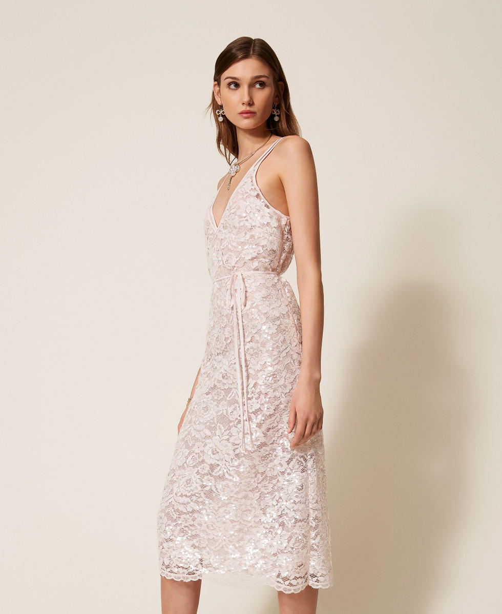 Vestido midi de encaje con lentejuelas Arena Rosa Mujer 261TP2630_00570_03