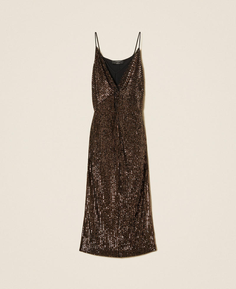 Abito lungo in paillettes Sequins Stripes Brown Donna 262TT2140_14171_S0