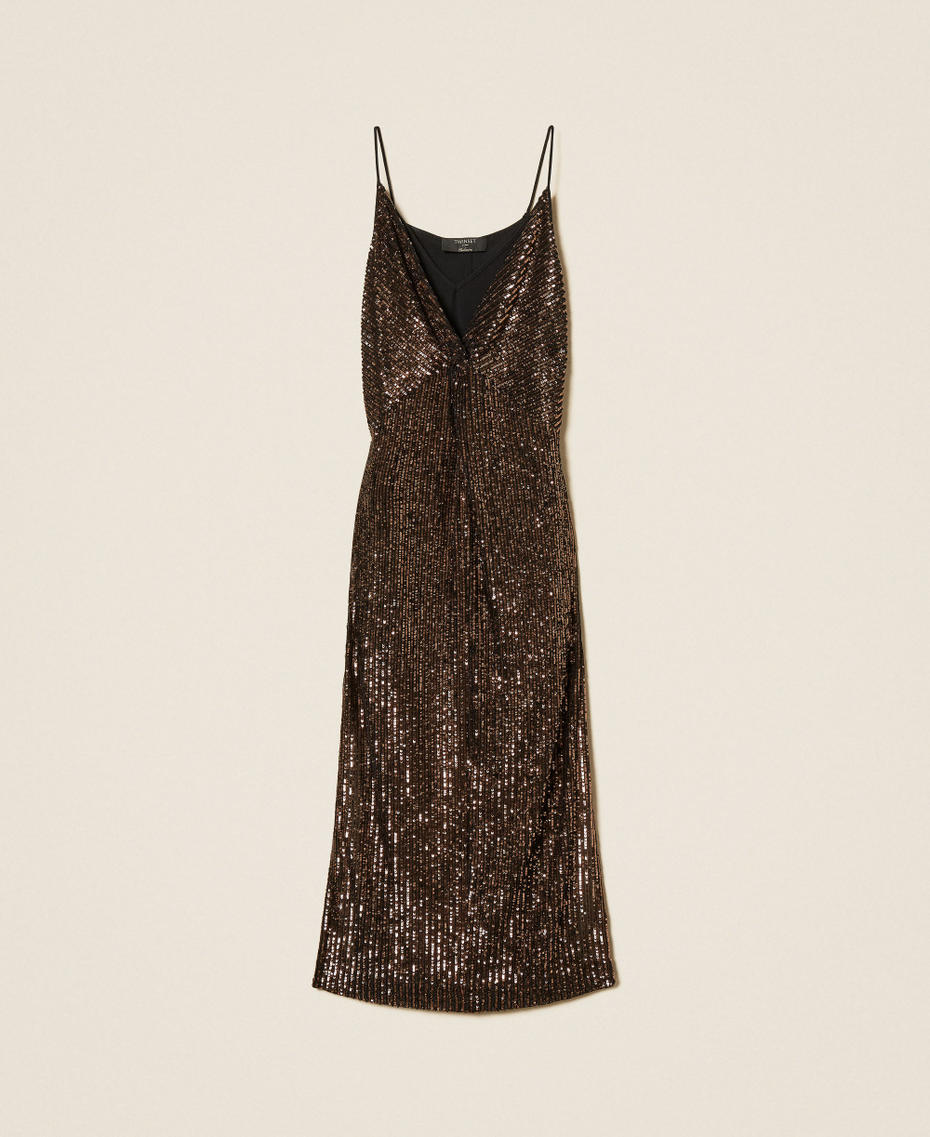 Abito lungo in paillettes Sequins Stripes Brown Donna 262TT2140_14171_S0