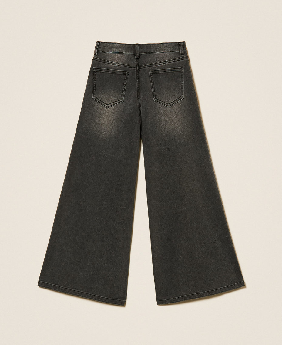 Wide leg jeans with logo buttons Old Black Denim Girl 252GJ2290_11835_S1