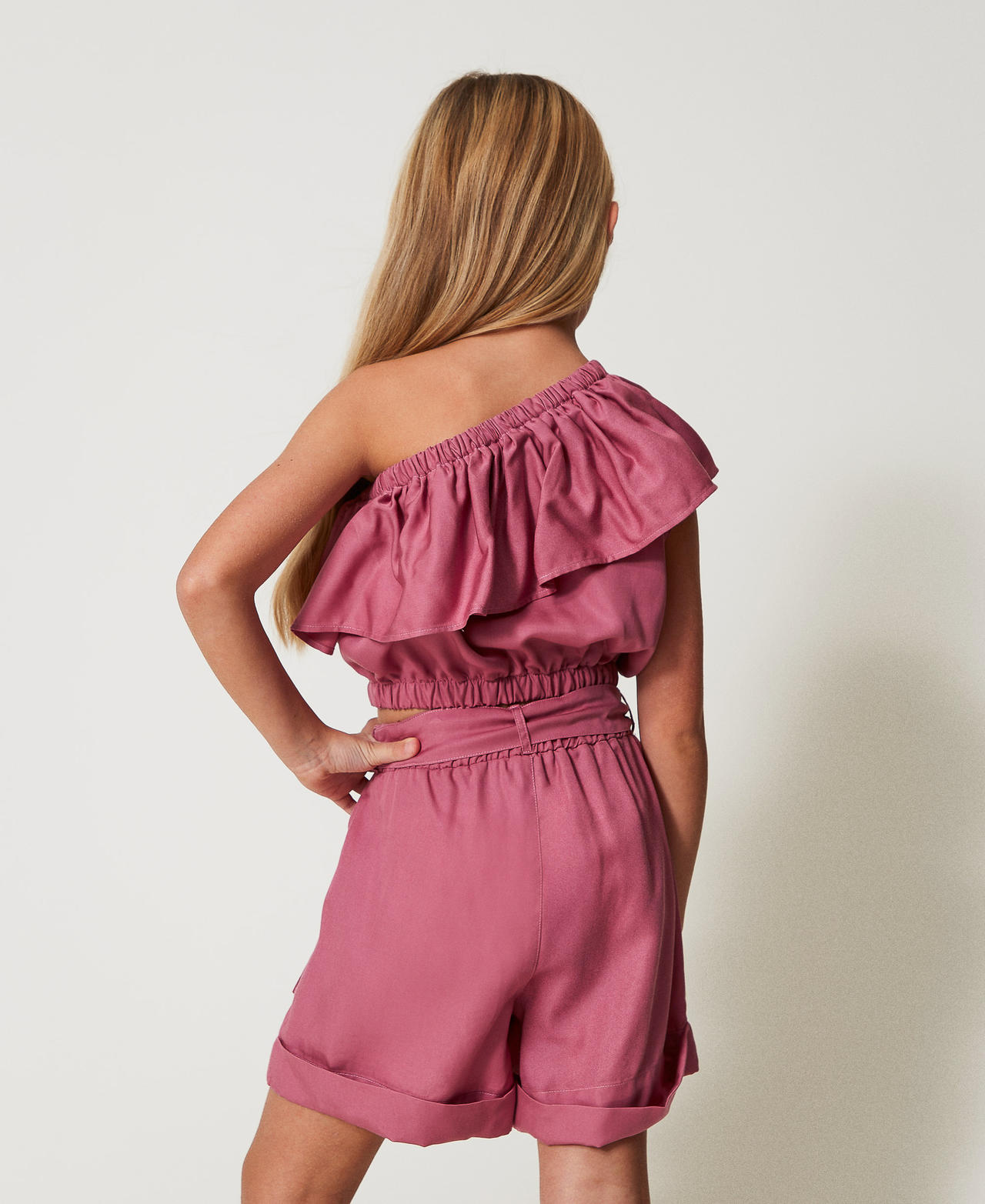 Shorts with utility pockets and belt "Flamingo" Pink Girl 251GJ2461_00868_03