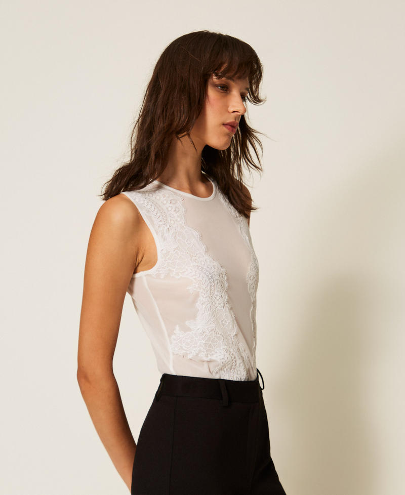 Body in tulle con pizzo Off White Donna 261AP2293_00526_02
