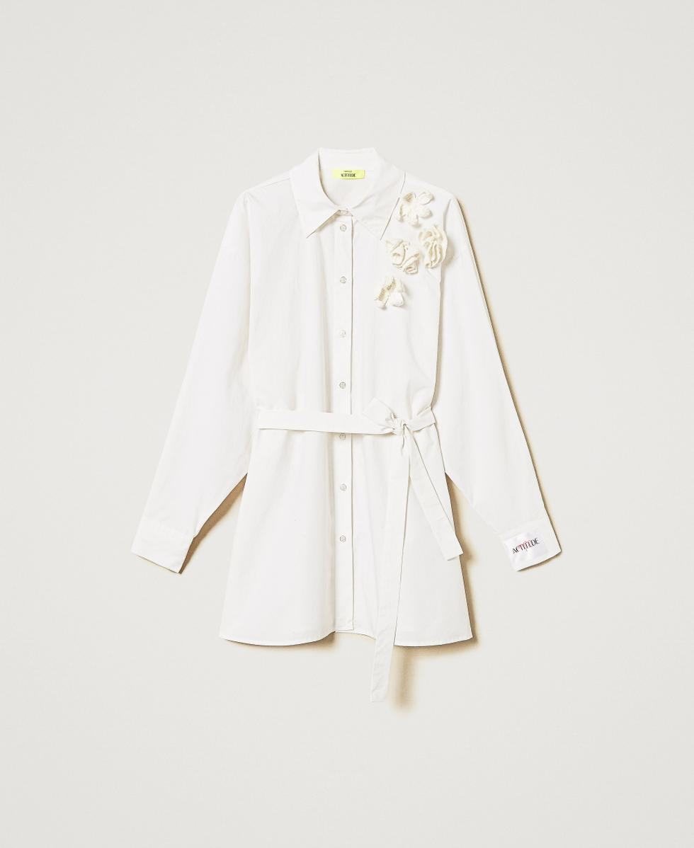 MYFO long shirt with crochet flowers