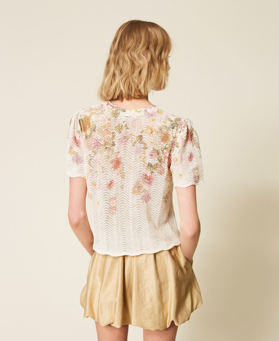 Maglia in misto lino a fiori Stampa Wildflowers Pastel Color Donna 261TT3221_13588_04